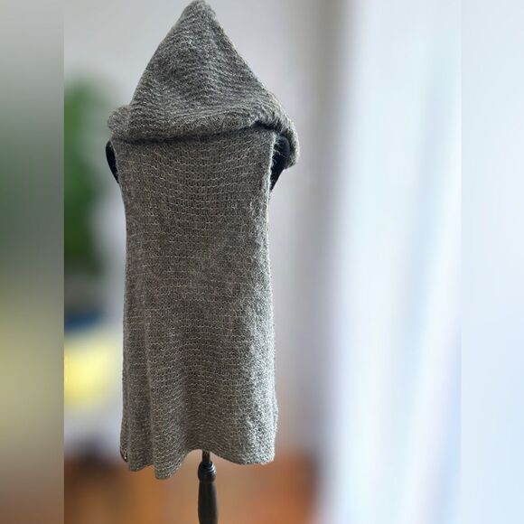 Eileen Fisher Suri alpaca silk mesh hooded Vest Cardigan Duster Size L - Picture 3 of 15